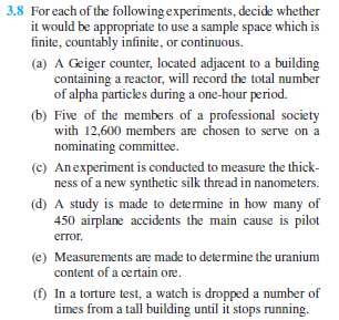 Solved 3.8 For each of the following experiments, decide | Chegg.com
