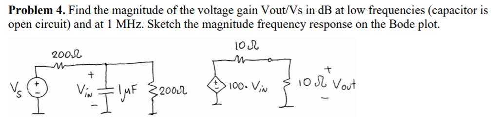 Solved Problem 4. Find the magnitude of the voltage gain | Chegg.com