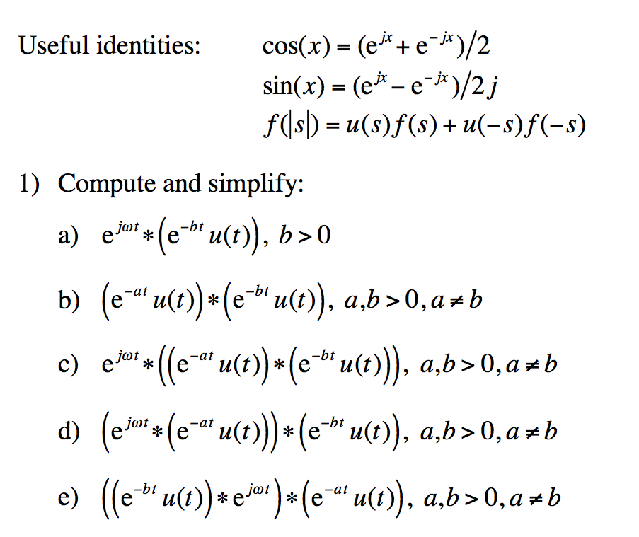 Solved Useful Identifies Cos X E Jx E Jx 2 Sin X