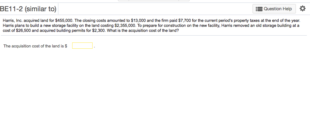 Solved BE11 2 similar To Question Help Harris Inc Chegg
