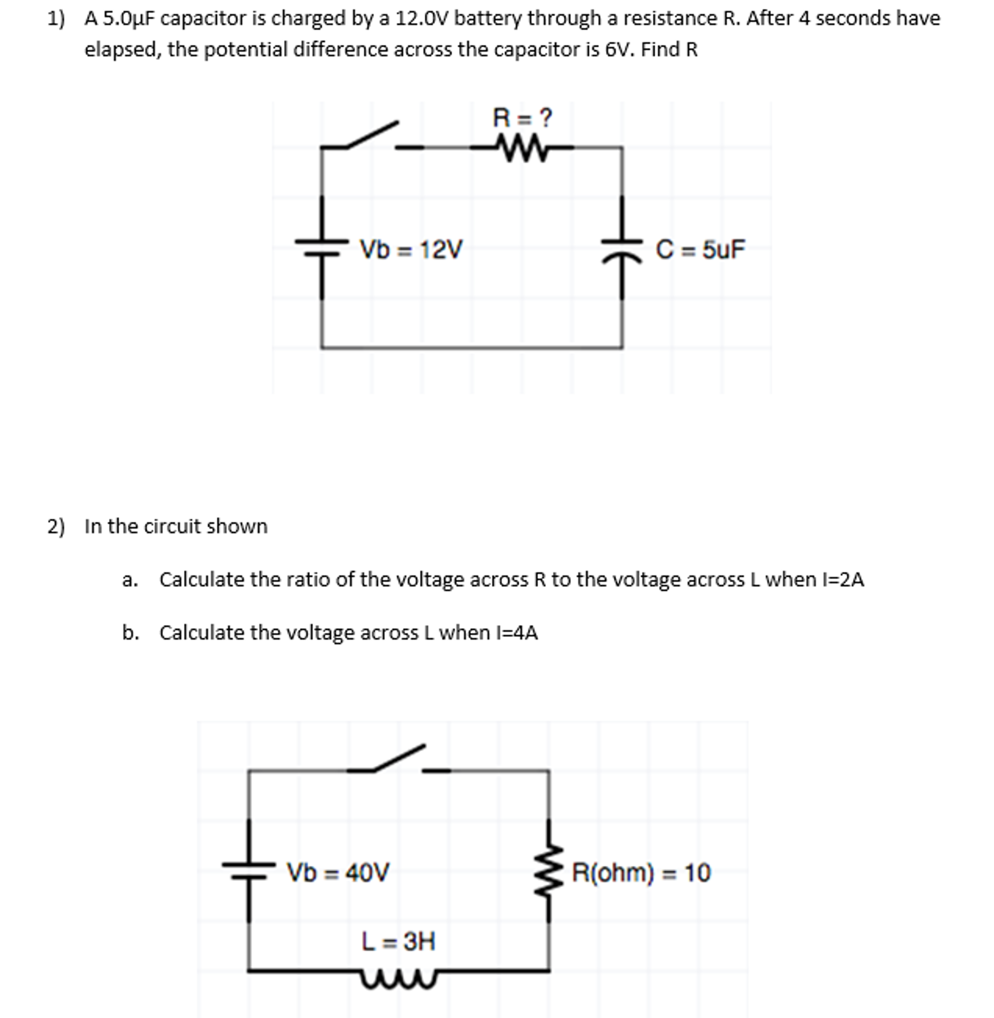 Solved A 5.0 mu F capacitor is charged by a 12.0V battery