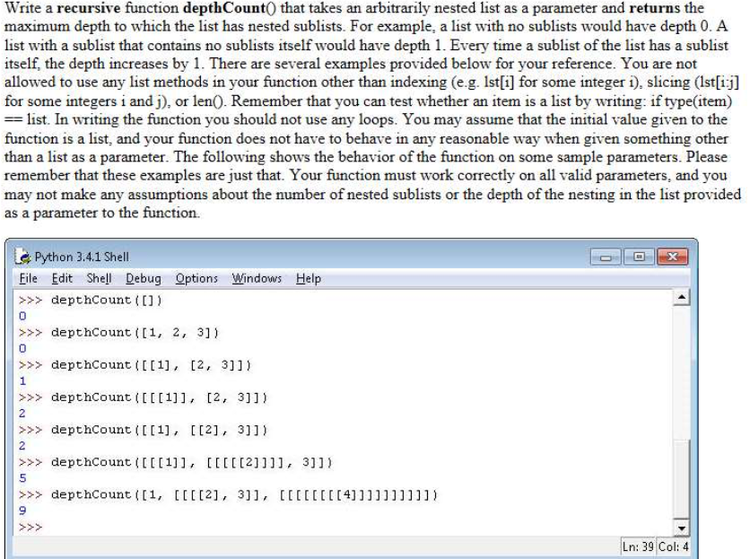 Solved Write a recursive function depthCount0 that takes an | Chegg.com