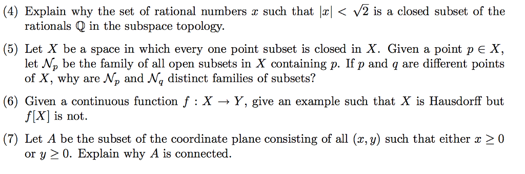 Solved (4) Explain why the set of rational numbers x such | Chegg.com