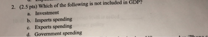 Solved Which Of The Following Is Not Included In GDP A Chegg
