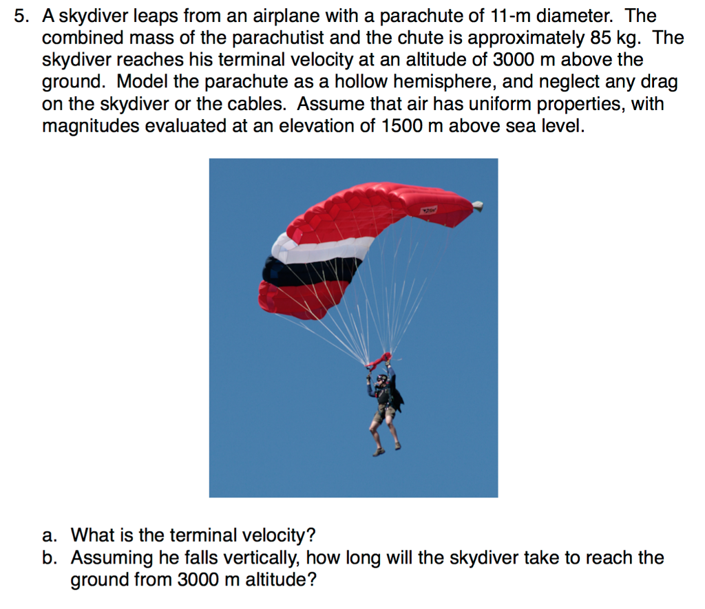Solved A skydiver leaps from an airplane with a parachute of