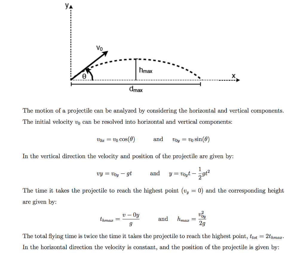 0 max The motion of a projectile can be analyzed by | Chegg.com