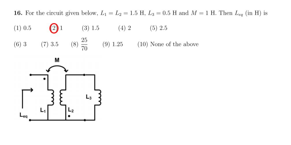 Solved For the circuit given below, L_1 = L_2 = 1.5 H, L_3 = | Chegg.com