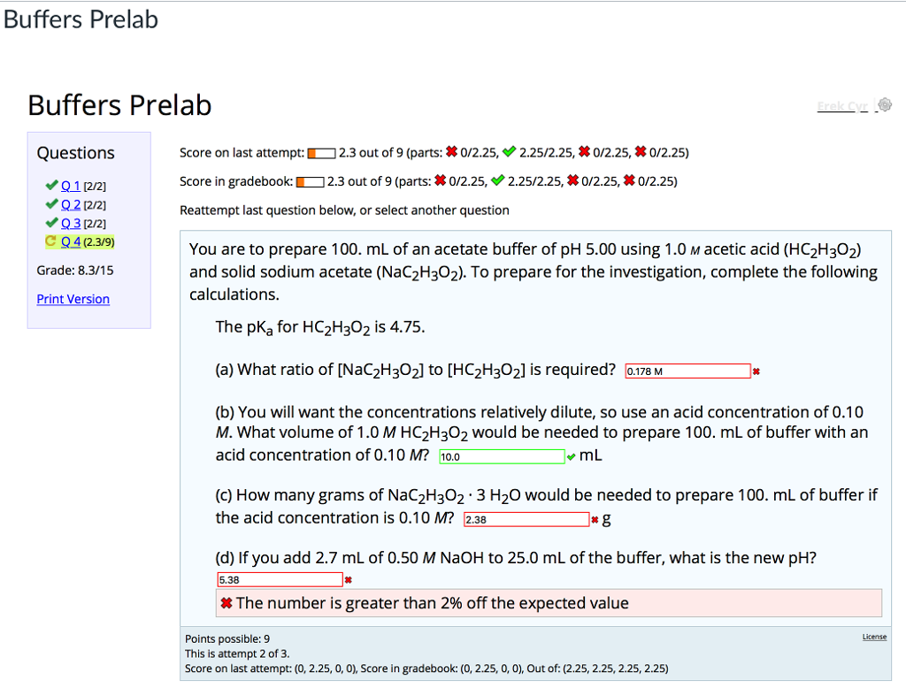 Solved ?Buffers Prelab: You Are To Prepare 100 ML Of An | Chegg.com