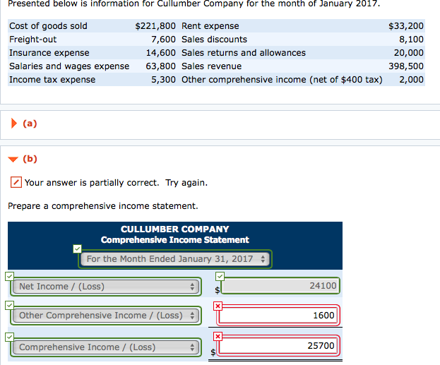 Wileyplus Income Statment Statement Of Comprehensive Income Wileyplus