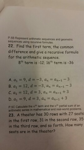 Solved Represent arithmetic sequences and geometric | Chegg.com