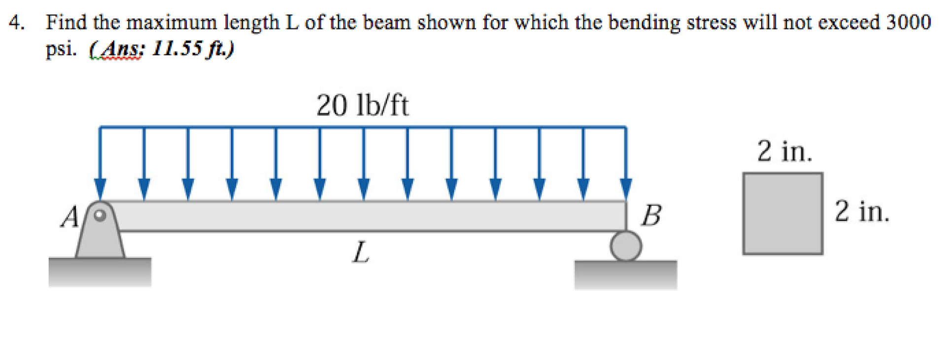 Solved Find the maximum length L of the beam shown for which | Chegg.com