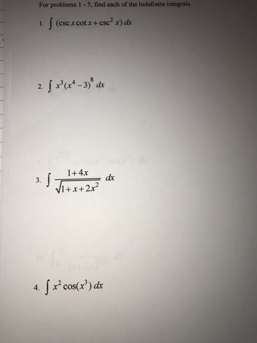 Solved Find each of the indefinite integrals. integral (csc | Chegg.com