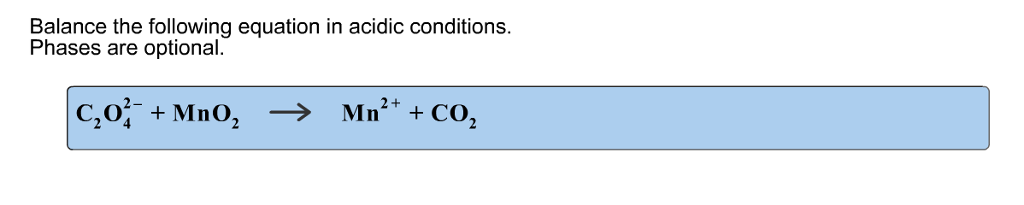 Solved Balance the following equation in acidic conditions. | Chegg.com