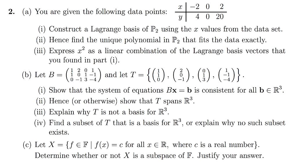 Solved You are given the following data points: (i) | Chegg.com