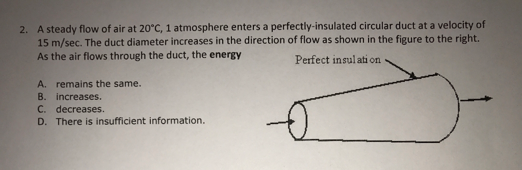 Solved A steady flow of air at 20 degree C, 1 atmosphere | Chegg.com