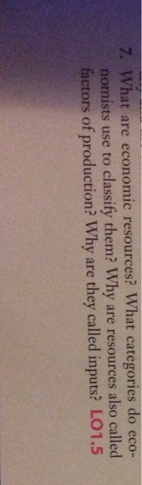Solved What Are Economic Resources What Categories Do Chegg