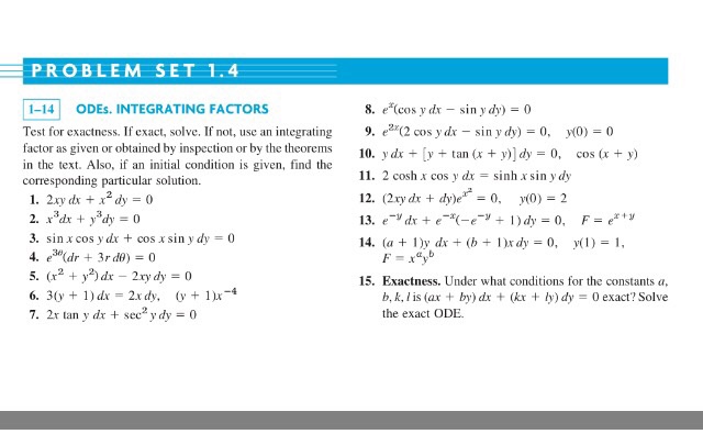 Solved: Test For Exactness. If Exact, Solve. If Not, Use A... | Chegg.com