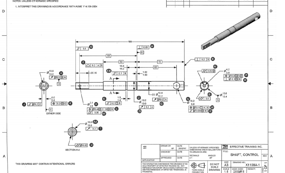 Solved 1, INTERPRET THIS DRAWING IN ACCORDANCE WTH ASME | Chegg.com