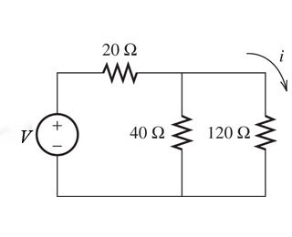 Solved Given that V = 4 V , find the current, i, in the | Chegg.com