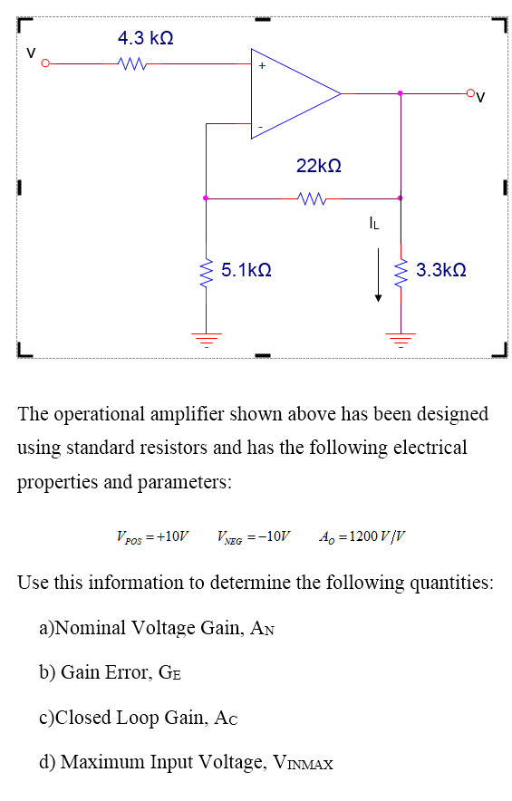 Solved The operational amplifier shown above has been | Chegg.com