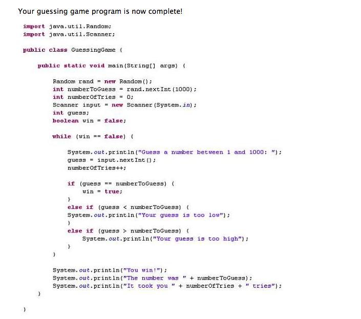 Solved Your guessing game program is now complete! import | Chegg.com
