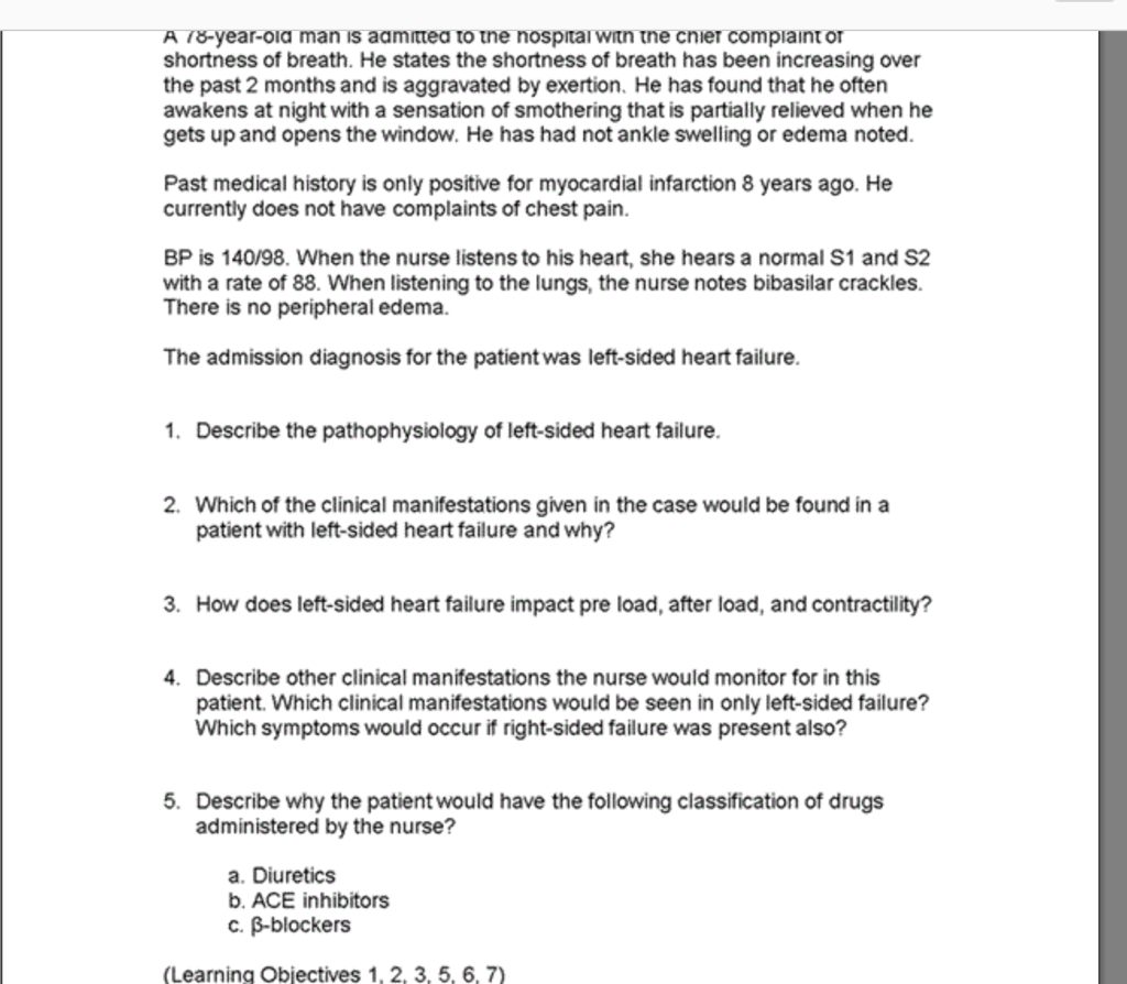 Solved A 78-year-old man is admitted to the hospital with | Chegg.com