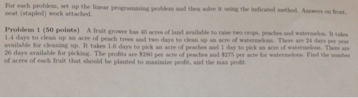 Solved For each problem, set up the linear programming | Chegg.com