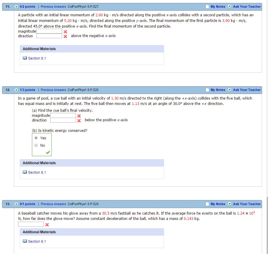 Solved A particle with an initial linear momentum of 2.60 | Chegg.com