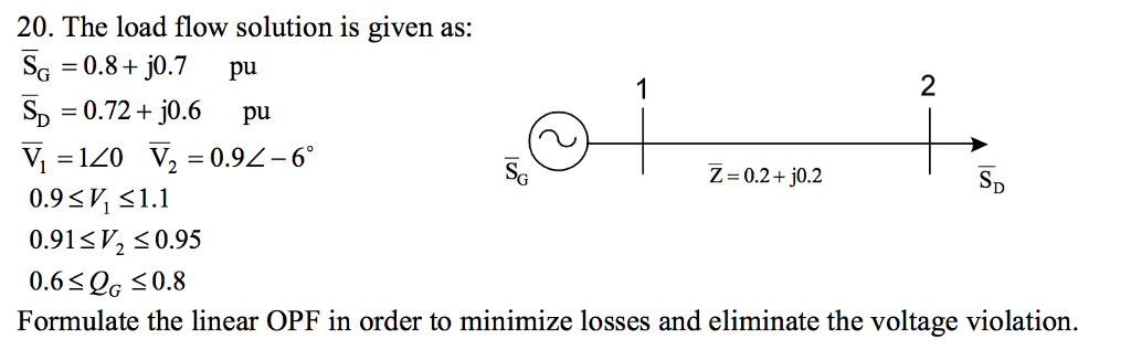 The Load Flow Solution Is Given As: S_G Bar = 0.8 + | Chegg.com