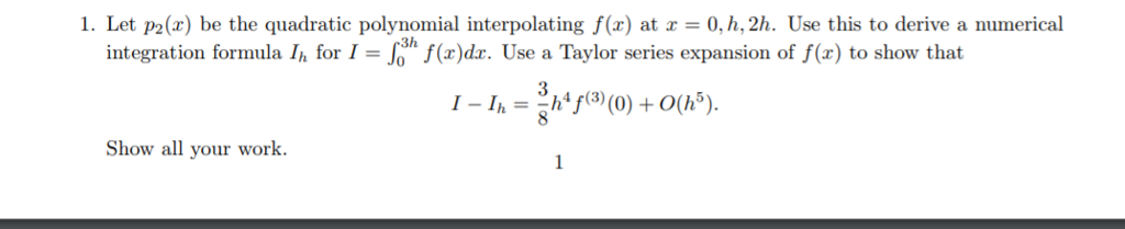 Solved 1. Let P2(x) be the quadratic polynomial | Chegg.com