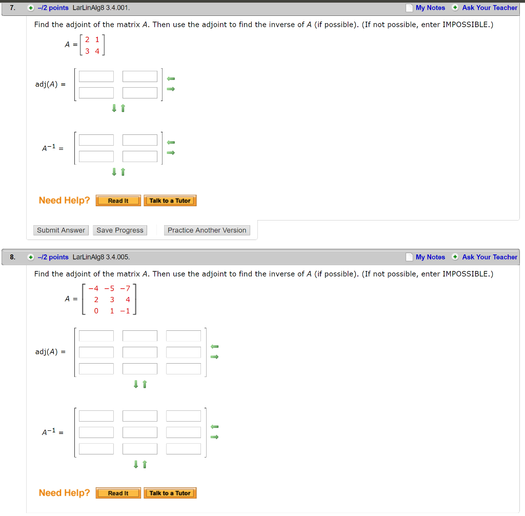 Solved 5. 1/3 Points I Previous Answers LarLinAlg8 | Chegg.com | Chegg.com