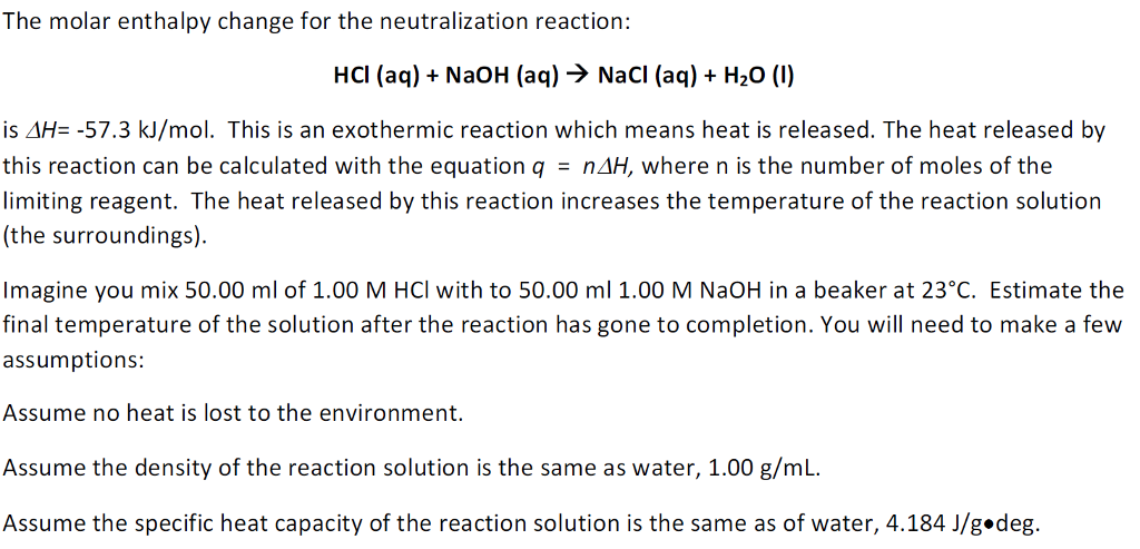 specific heat of naoh