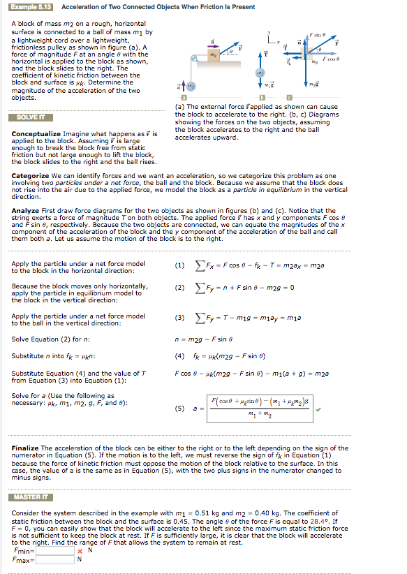 Solved Example 5.13 Acceleration Of Two Connected Objects 