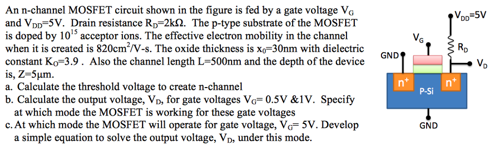 Solved An n-channel MOSFET circuit shown in the figure is | Chegg.com