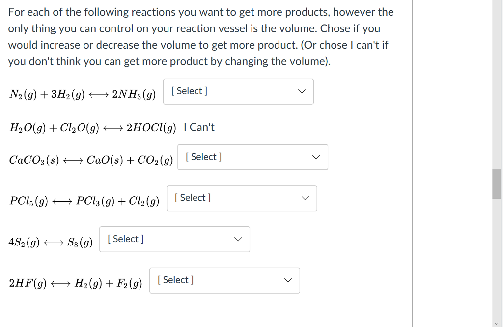 Solved For each of the following reactions you want to get | Chegg.com