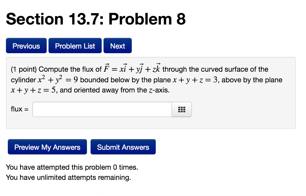 Solved Section 13.7: Problem 8 PreviouS Problem List Next (1 | Chegg.com