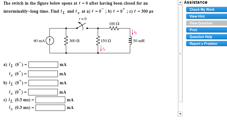 Solved The switch in the figure below opens at t -0 after | Chegg.com