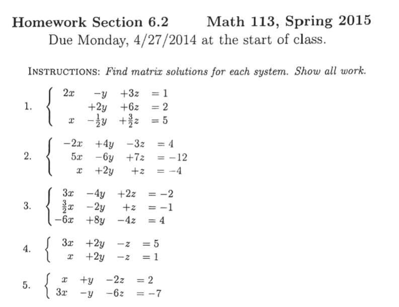 Solved Find the matrix solutions for each system. Show all | Chegg.com