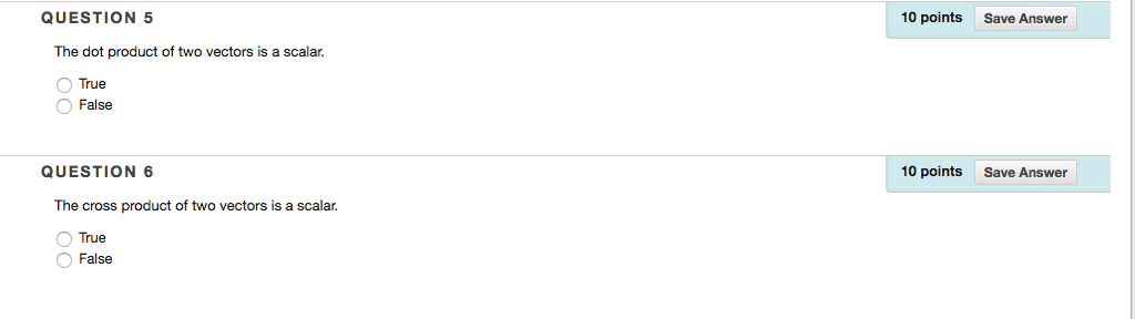 Solved QUESTION 5 10 points Save Answer The dot product of | Chegg.com