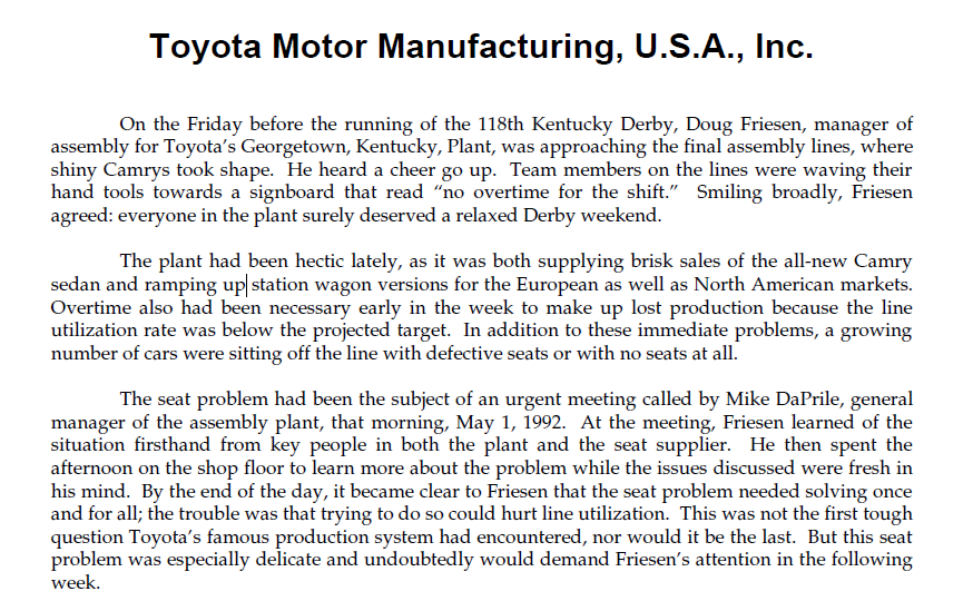 toyota motor manufacturing harvard case study solution