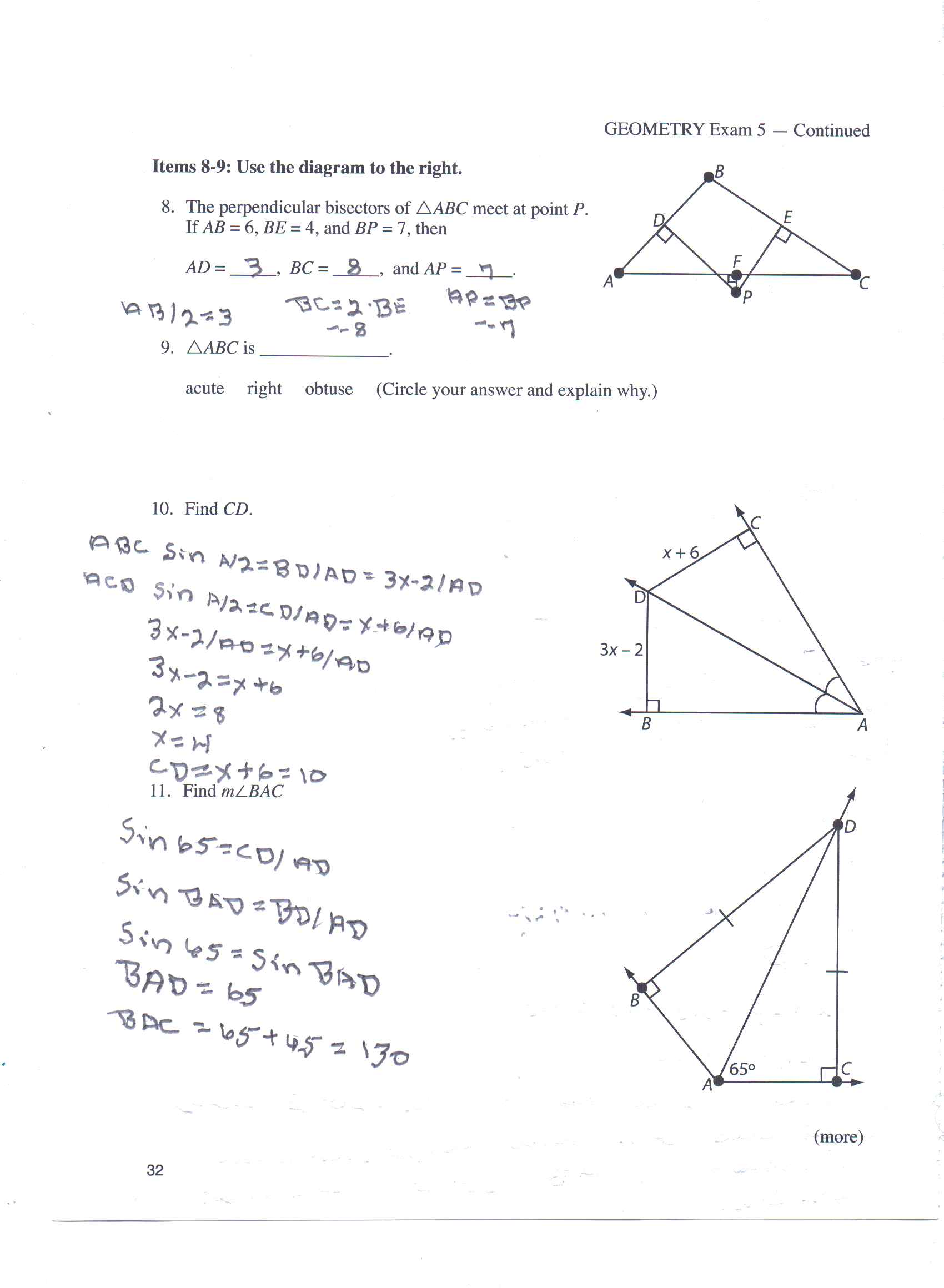 Solved Use the diagram to the right. The perpendicular | Chegg.com