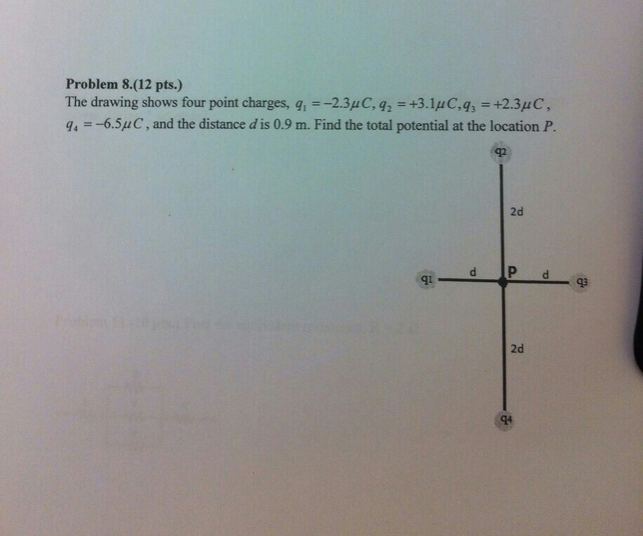 Solved The drawing shows four point charges, q1 = 2.3 mu