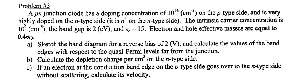Solved A pn junction diode has a doping concentration of | Chegg.com