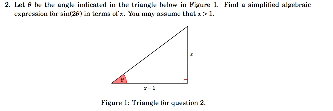 Solved Let theta be the angle indicated in the triangle | Chegg.com