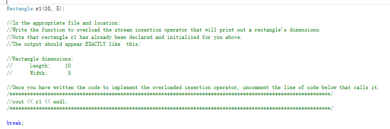 Solved Rectangle r1(10, 5)://In the appropriate file and | Chegg.com