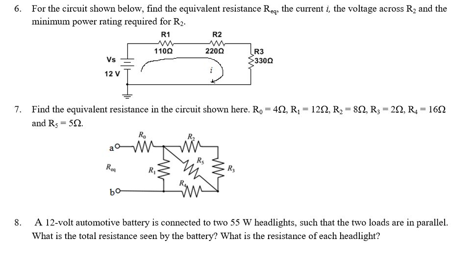 Solved For the circuit shown below, find the equivalent | Chegg.com