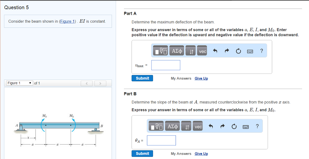 Solved Consider the beam shown in (Figure 1). EI is | Chegg.com