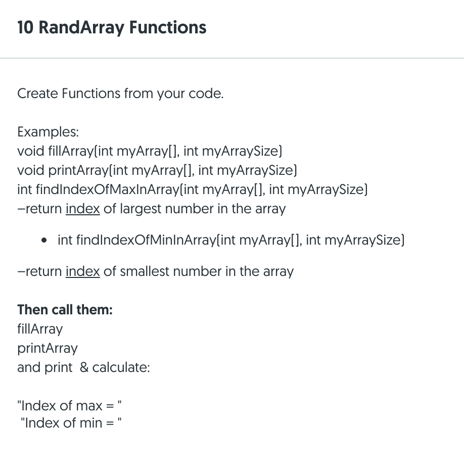 Solved 10 RandArray Functions Create Functions From Your Chegg