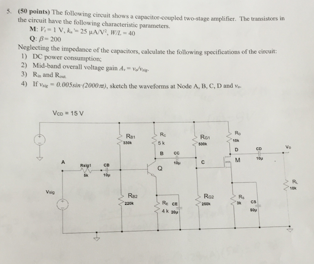 Solved The following circuit shows a capacitor-coupled | Chegg.com