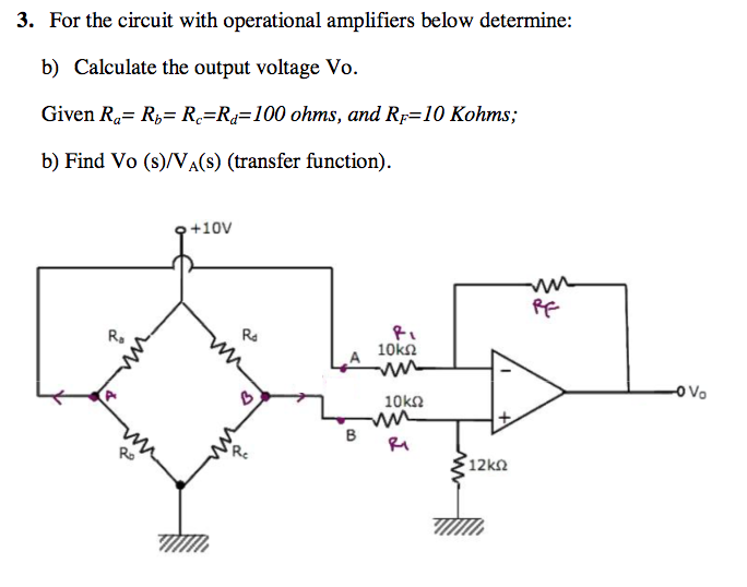 Solved 3. For the circuit with operational amplifiers below